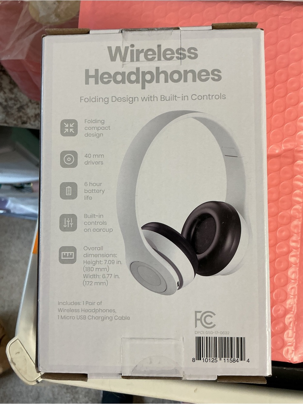 Wireless Headphones - White and Black Folding On-Ear Headset